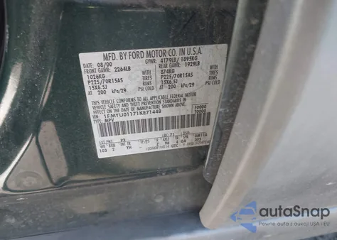 2001 Ford Escape Xls from USA, damaged, VIN 1FMYU01171KE71448